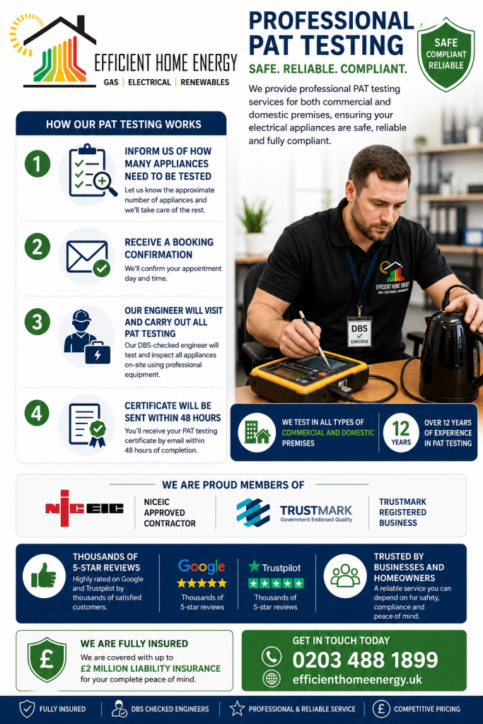 PAT Testing booking Infographic